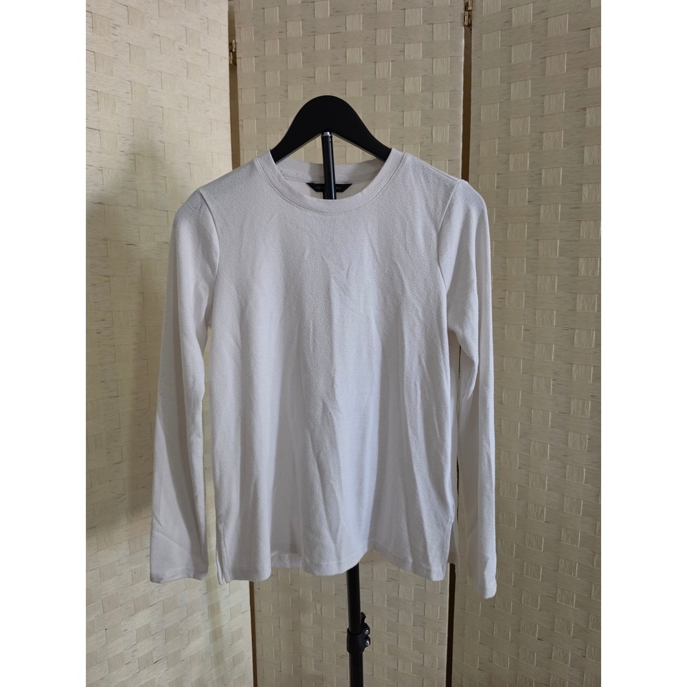 Banana Republic Womens Small White Long Sleeve Crew Neck Textured Knit Top